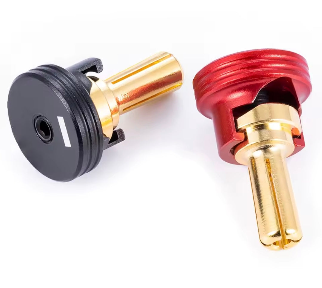 4/5MM short brass banana battery plug with red & black aluminium easy pull screw on heat sink caps