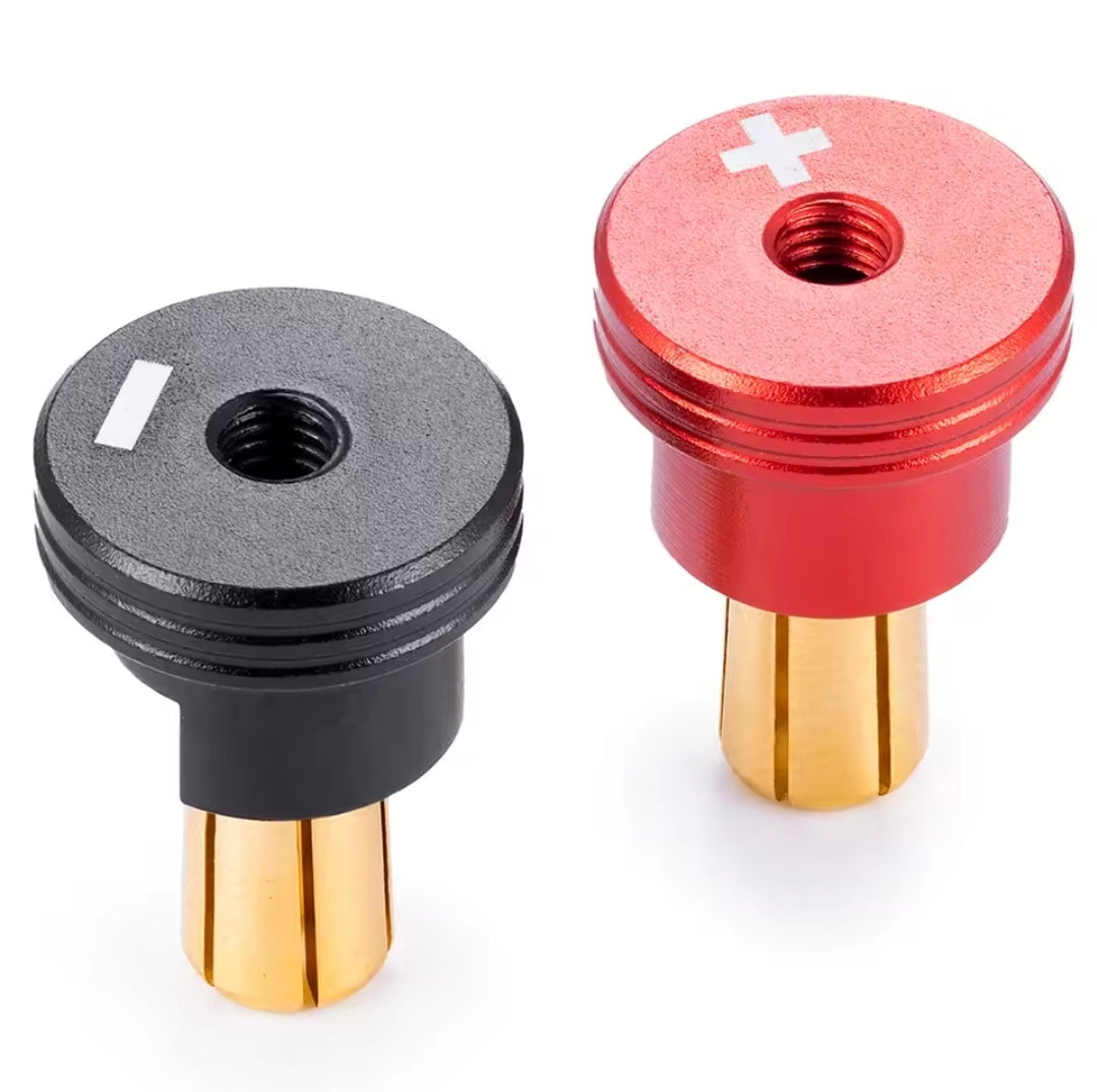 4/5MM short brass banana battery plug with red & black aluminium easy pull screw on heat sink caps