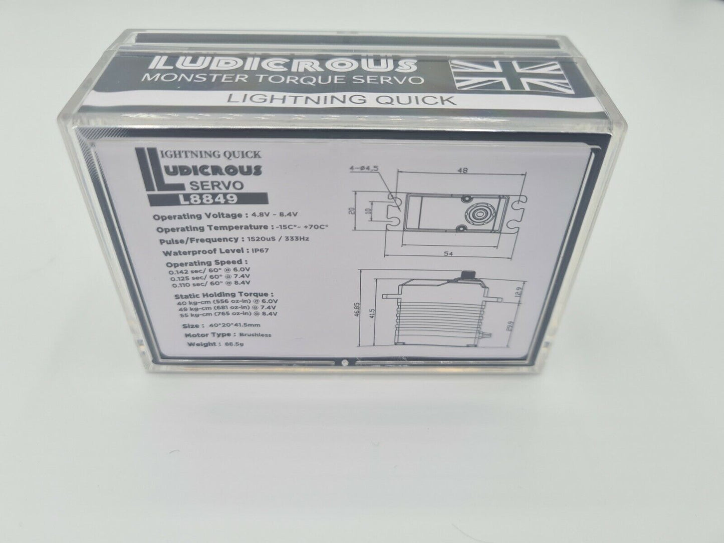 L8849 LUDICROUS HV 49kg Brushless steering servo. Full metal case