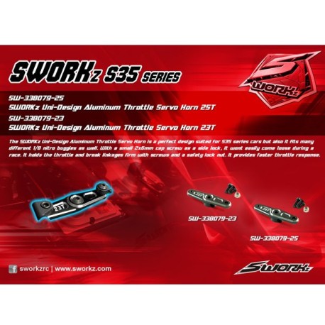 SW-338079-25 SWORKz Uni-Design 2 Way System Clamping Throttle Servo Horn -25t