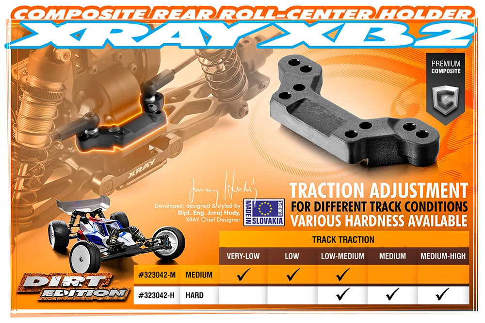XR323042-M COMPOSITE REAR ROLL-CENTER HOLDER - DIRT EDITION - MEDIUM