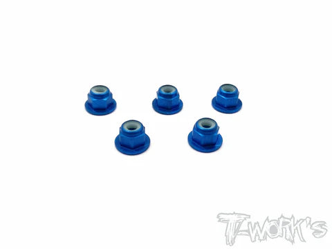 T-Work's Aluminium Flange Lock Nuts 3mm 5pcs SKU: ASS-3FLN -TB