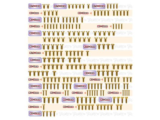 Gold Plated Steel Screw Set 224pcs.( For In1finity IFB8 ) SKU: GSS-IFB8